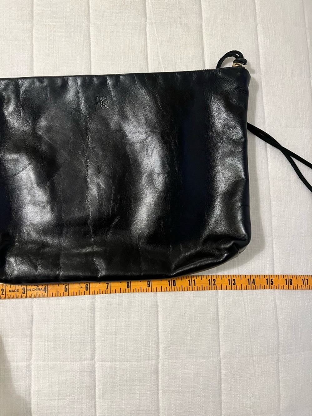 Men's Black Leather Wristlet Toiletry Bag - Unbranded